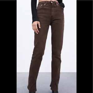 brown zara jeans